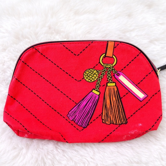 Estee Lauder Handbags - Estée Lauder Red Tassel Cosmetic Bag Makeup Pouch Travel Case
